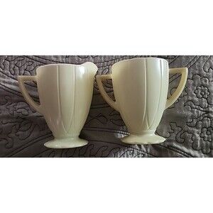 Vintage Milk Glass Creamer & Sugar Set – Ivory Opaque Depression-Era Style